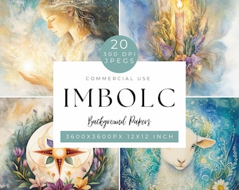Cyfrowe papiery akwarelowe Imbolc: tła w stylu Wicca Pagan (do pobrania w wersji cyfrowej)
