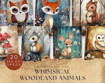 Woodland Animals Watercolor Prints: Whimsical Forest Nursery Art (Digital Download)