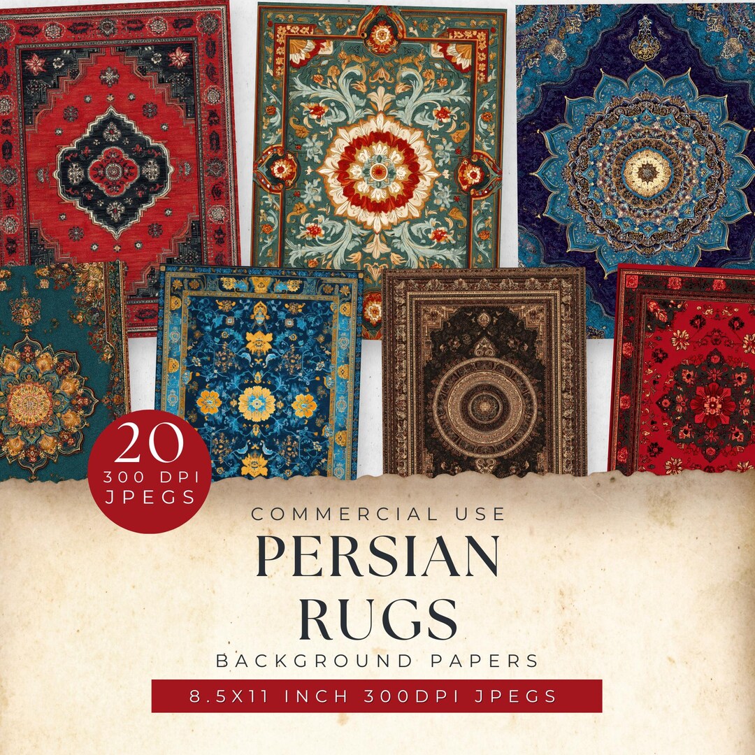Persian Rug Digital Papers, Vintage Scrapbook Paper Journaling Projects ...