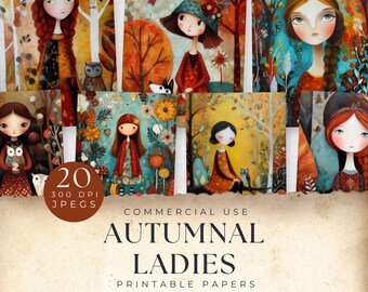 Whimsical Autumn Junk Journal Papers, Printable Digital Scrapbooking Ephemera, Cozy Fall Craft Supplies, Autumnal Background Papers