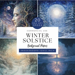 Digitale papieren winterzonnewende, grillige winterdromen, afdrukbaar rommeldagboek, pakket decoratief papier, achtergrondpapier, gotische kerst