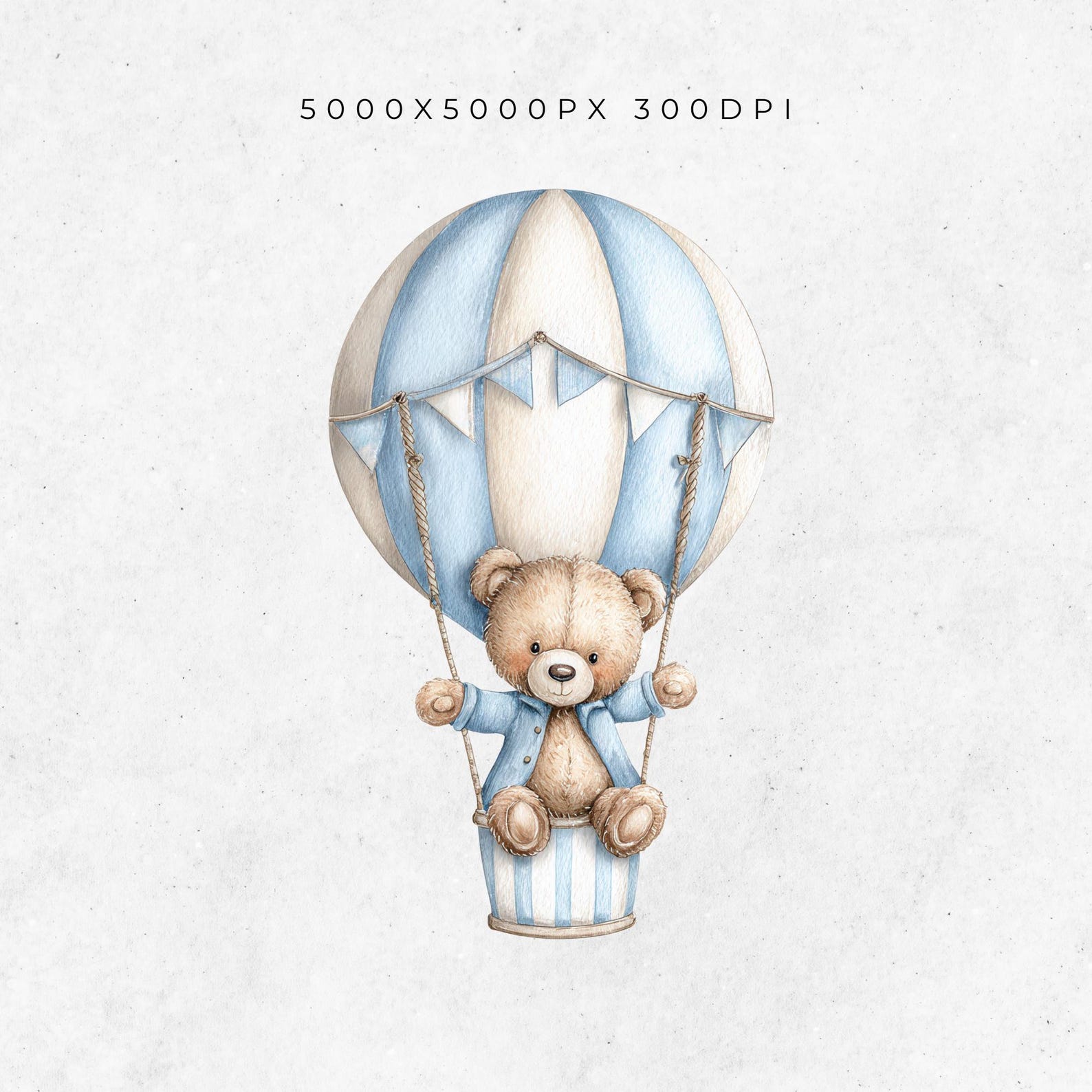 Baby Bear Hot Air Balloon Clipart, Watercolor Teddy Bear PNG, Cute ...