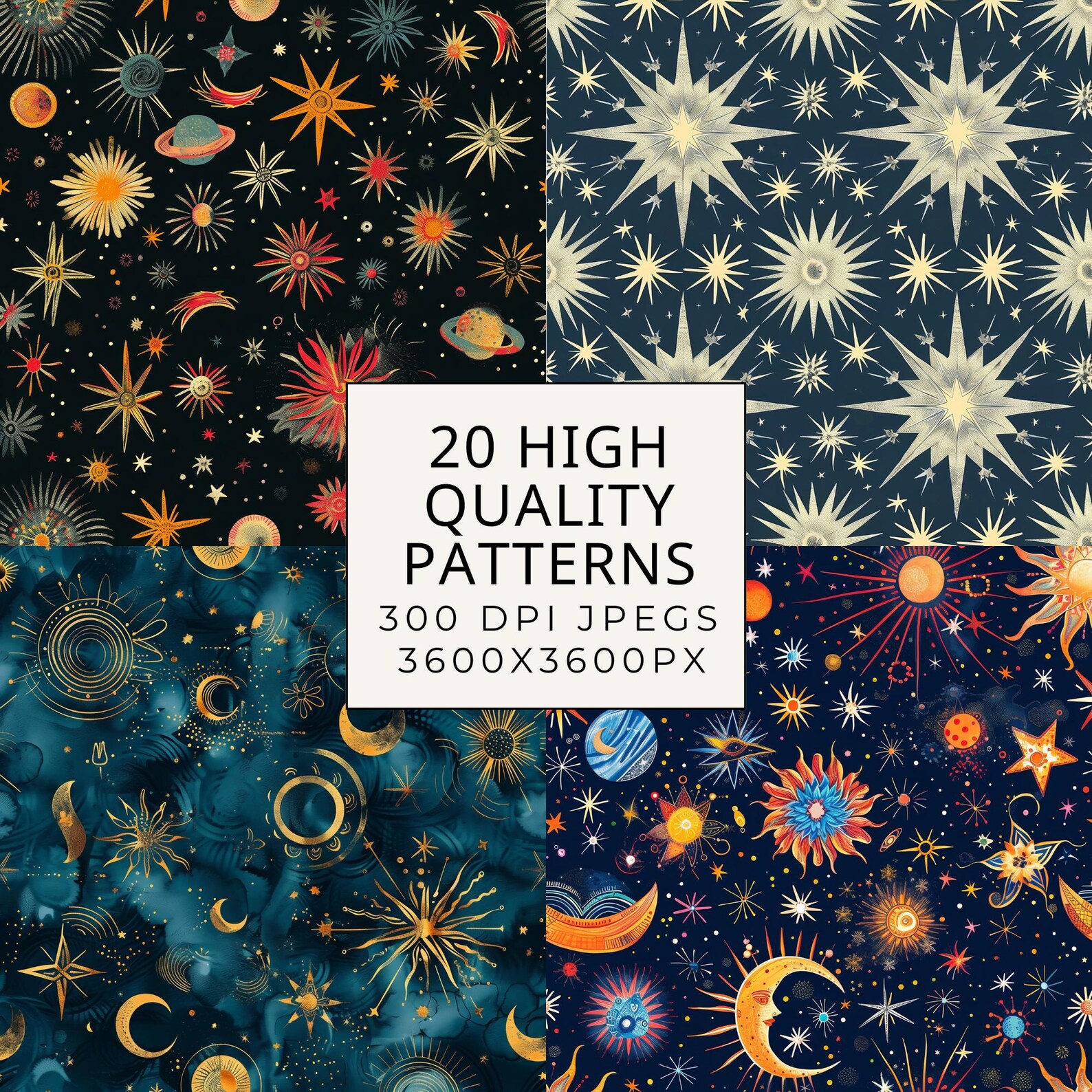 Celestial Digital Paper: Seamless Galaxy Scrapbook Patterns (digital ...