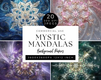 Papeles digitales de mandalas místicos: fondos para álbumes de recortes (descarga digital)