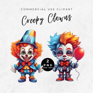 Payaso espeluznante PNG Clipart: Gráficos de Halloween (Descarga digital)