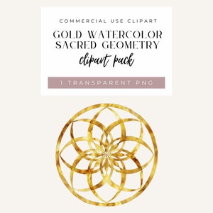 Gouden heilige geometrie-clipart: Seed of Life, png (digitale download)