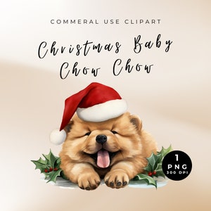 Watercolor Chow Chow Christmas Clipart: Dog Wall Art (Digital Download)