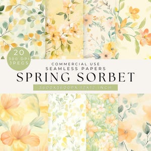 Watercolor Spring Floral Seamless Paper: Boho Easter Designs (Digital Download)