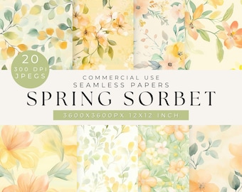 Watercolor Spring Floral Seamless Paper: Boho Easter Designs (Digital Download)
