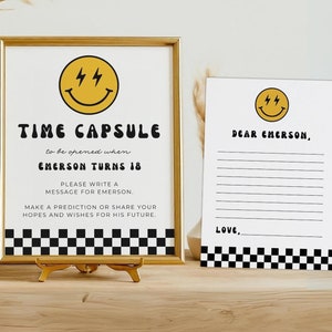 Capsule temporelle One Happy Dude, signe imprimable pour le 1er anniversaire de garçon, décorations d'anniversaire modifiables One Happy Dude, décoration de fête premier anniversaire A11