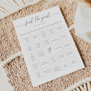 Find the Guest Bingo, Printable Bridal Shower Bingo, Editable Bridal Shower Game Template, Instant Download