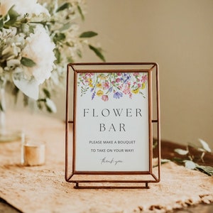Flower Bar Sign in Baby in Bloom Theme. Includes colorful flower design on top with instructions on the bottom.