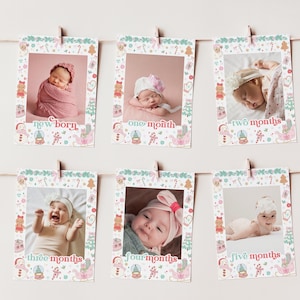 Oh What Fun Monthly Milestone Photo Banner, Christmas First Birthday Party Decor A120