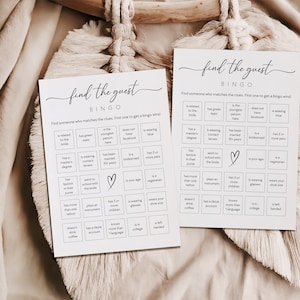 Bridal Shower Bingo game shows two 5x7" bingo cards laying flat.