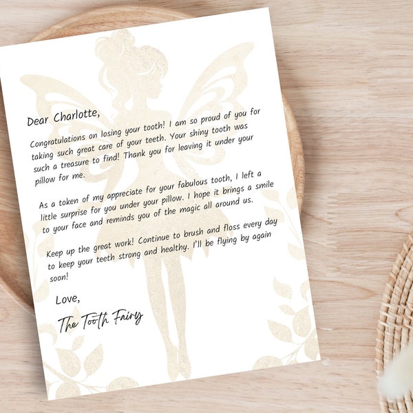 Tooth Fairy Letter, Printable Tooth Fairy Note, Lost Tooth Personalized Letter, Editable First Tooth Fairy Visit Letter, Digital Download