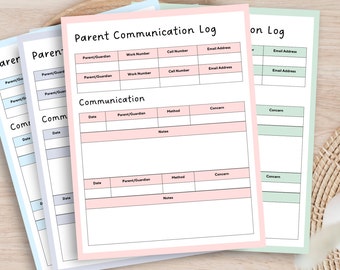 Parent Communication Log, Printable Call Log Teacher, Communication Record Template, Editable Communication Tracker, Pastel Teacher Forms