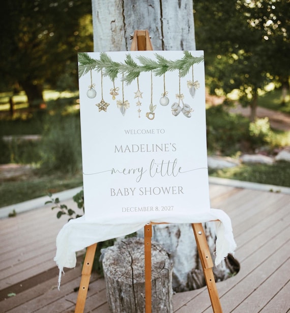 Merry Little Baby Shower Welcome Sign, Printable Christmas Baby Shower Sign, Editable Baby Shower Sign, Winter Baby Shower Decorations, A117
