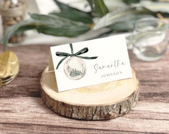 Tarjetas de lugar navideñas, tarjetas de nombre navideñas editables e imprimibles A119, A137