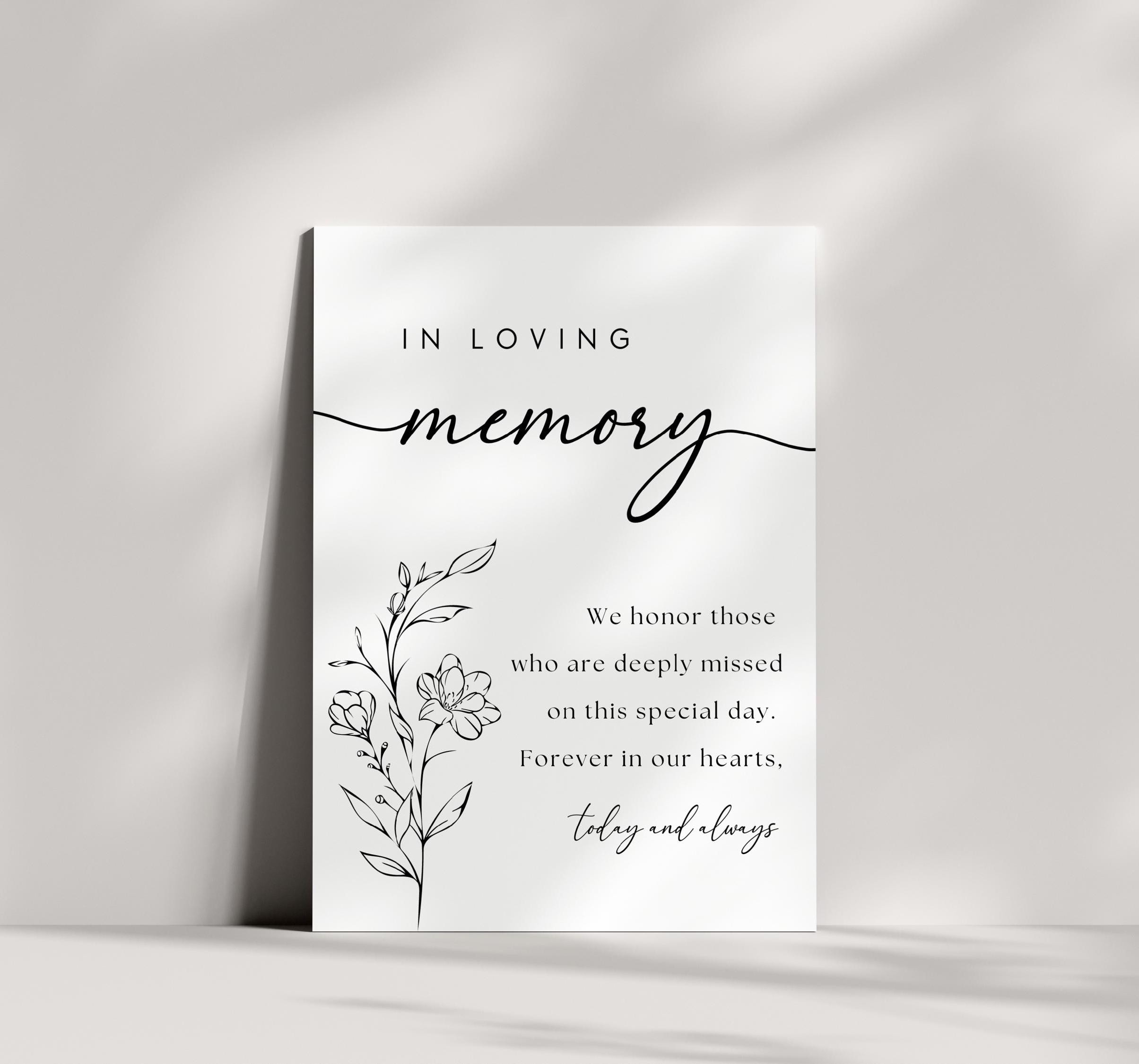 Memory Table Sign, in Loving Memory Wedding Sign, Bridal Shower Sign ...