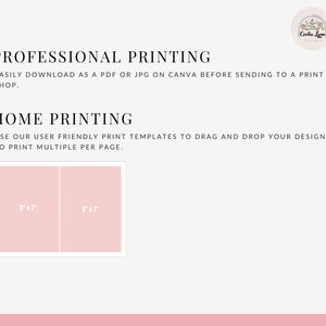 May include: A printable template for creating 5x7 inch cards or invitations. The template is designed to print two cards per page. The text on the template reads "Professional Printing" and "Home Printing".