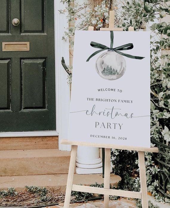Christmas Party Sign, Printable Holiday Party Sign, Editable Christmas Poster for Party, Personalized Holiday Party Decor, A119