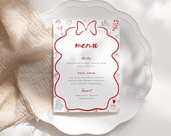 Christmas Dinner Menu, Holiday Hosting Printable, Editable Christmas Menu Template, Friendsmas Printable, A121