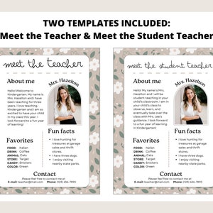 Meet the Teacher Template, Meet the Student Teacher, Floral Classroom ...