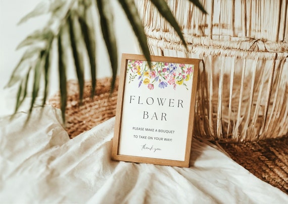 Flower Bar Sign, Editable Baby in Bloom Sign, Printable Baby Shower Sign, Wildflower Baby Shower Template, A12