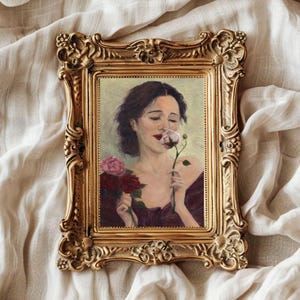 Moody Portrait Giclée Print (carta opaca), belle arti, bordeaux, marrone, estetica romantica, regali unici, donna, arte classica, decorazione murale