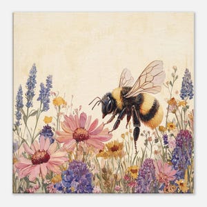 Stunning Bee & Flowers Canvas Wall Art
