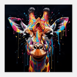 Colourful Giraffe Canvas Wall Art, Giraffe Canvas, Giraffe Wall Art, Giraffe Home Decor, Giraffe Print, Animal Canvas, Animal Wall Art