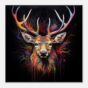Bunte Hirsch Leinwand Wandkunst, Hirsch Leinwand, Hirsch Wandkunst, Hirsch Wohnkultur, Hirsch Druck, Tier Leinwand, Tier Wandkunst, Tier Wohnkultur