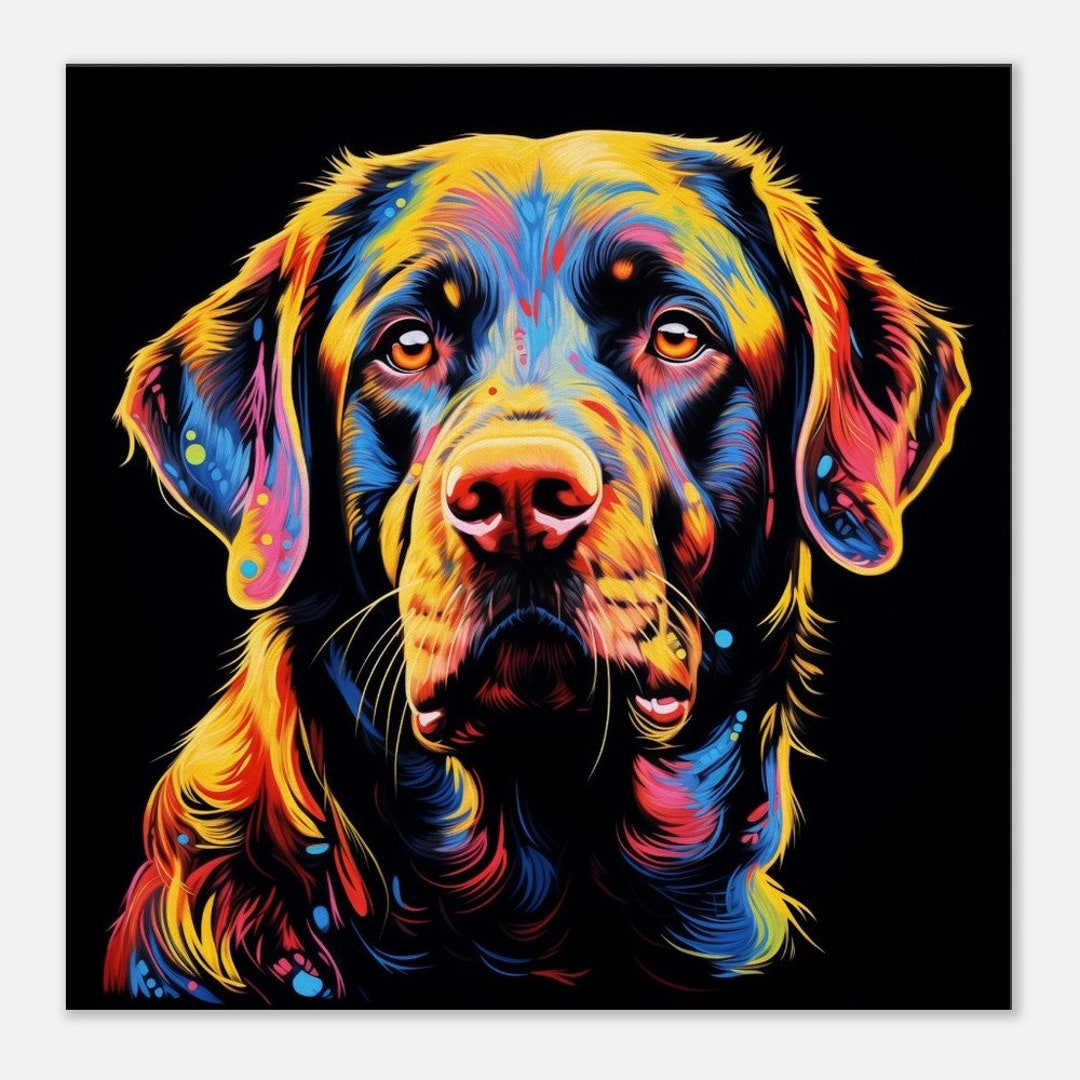 Colourful Labrador Canvas Wall Art, Labrador Canvas, Labrador Wall Art ...