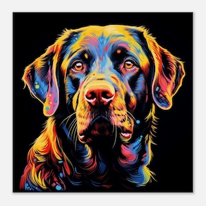 Colorful Labrador Dog Canvas Wall Art, Pet Portrait