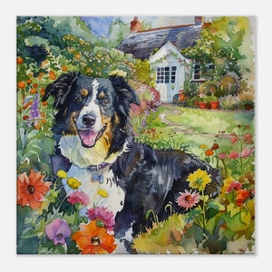Watercolour Border Collie Canvas Wall Art, Border Collie Canvas, Border Collie Wall Art, Border Collie Home Decor, Dog Canvas, Dog Print