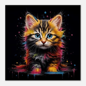 Tabby Cat Canvas Wall Art, Cat Canvas, Cat Wall Art, Cat Home Decor, Cat Print, Colourful Cat Canvas, Cute Cat Canvas, Cute Cat Wall Art