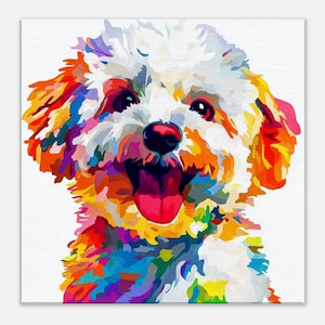 Stunning Bright Bichon Frise Canvas Wall Art
