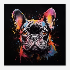 Colourful French Bulldog Canvas Wall Art, French Bulldog Canvas, French Bulldog Wall Art, French Bulldog Home Decor, Dog Canvas, Dog Art