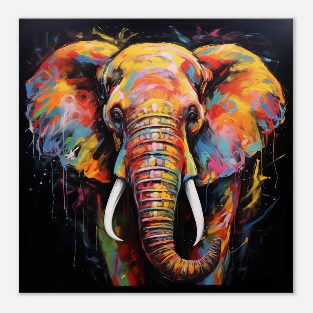 Colourful Elephant Canvas Wall Art, Elephant Canvas, Elephant Wall Art ...