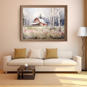 Rustic Red Barn Watercolor Art