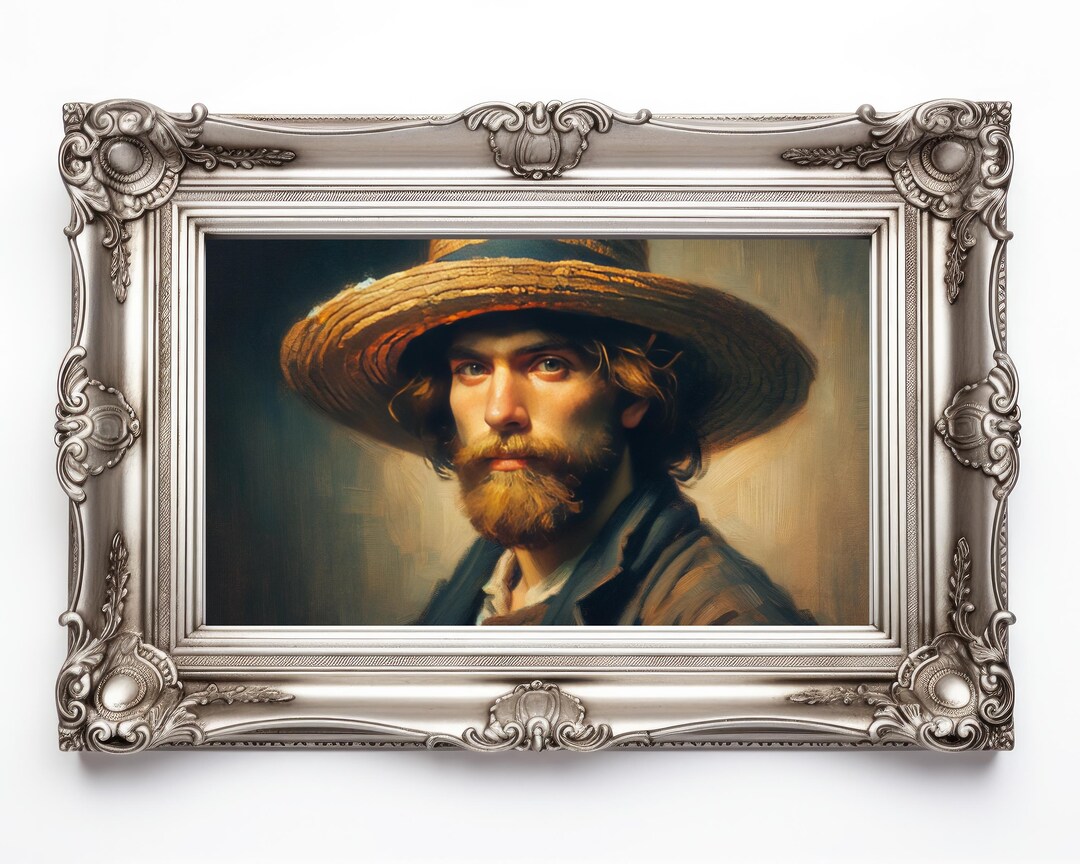 Oil Paint Self-portrait With Straw Hat in a Classic Style - Etsy