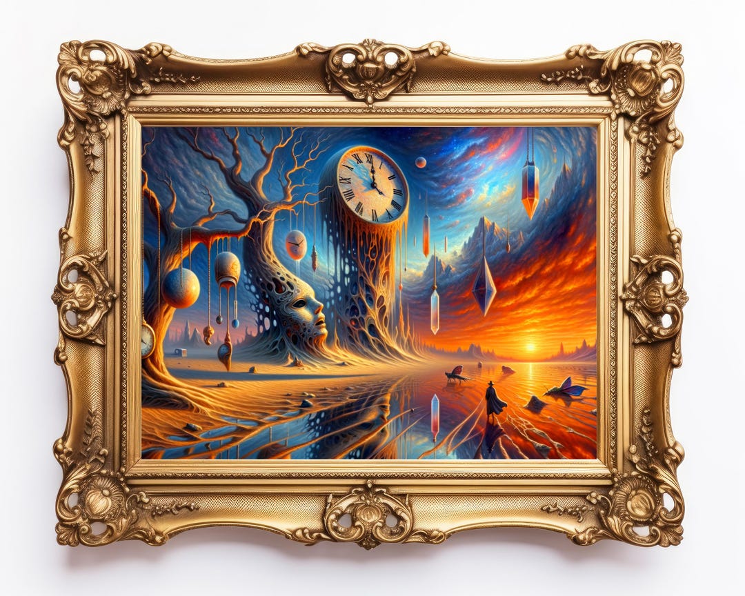 Surreal Dreamscape With Melting Clocks, Twisted Trees, and Mythical ...