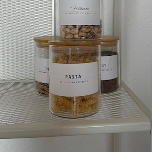 Gepersonaliseerde etiketten voor opslag: potten, flessen, containers - ideaal voor keuken, opslag, kantoor en thuis | Normaal lettertype