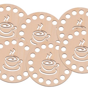 Laser Cut Plywood Coasters: Cup Design, Set of 6
