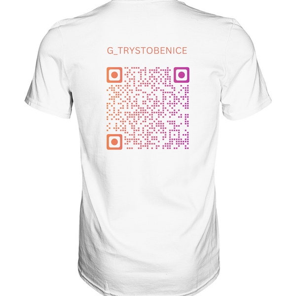 Instagram Name vorne, QR Code mit Name hinten Orange - Premium Shirt