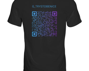 Instagram name on front, QR code with name on back Blue - Premium Shirt