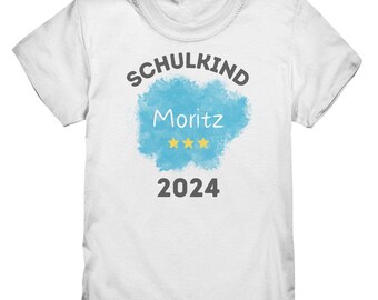 Schulkind 2024 mit Namen Blau - Kids Premium Shirt