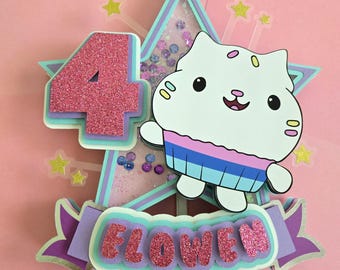 Gabby&#39;s Dollhouse Cake Topper Gabby&#39;s Dollhouse theme shaker cake topper Gabby&#39;s Dollhouse birthday party Cakey cake topper Cat theme party