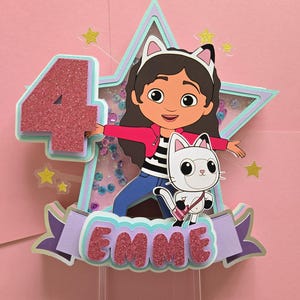Gabby&#39;s Dollhouse Cake Topper Gabby&#39;s Dollhouse theme shaker cake topper Gabby&#39;s Dollhouse birthday party Cat theme party