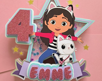 Gabby's Dollhouse Cake Topper Gabby's Dollhouse theme shaker cake topper Gabby's Dollhouse birthday party Cat theme party